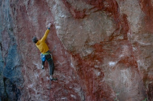 Not actually on Sugar Mountain but  *** quality - Murray Dale on See-Saw Sundays (7c) on the Redstone Cliff.